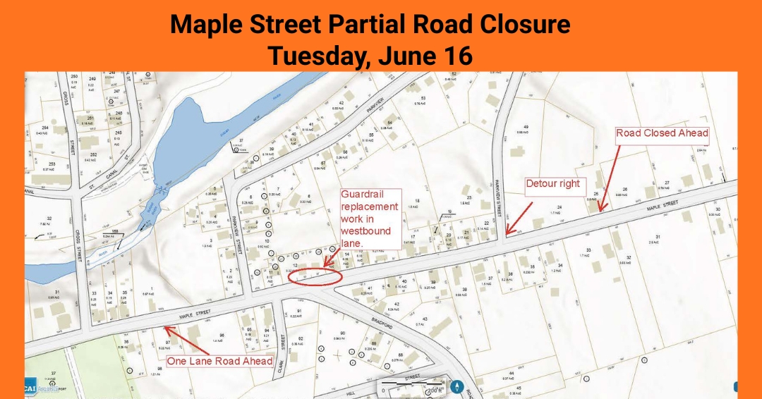 Maple Street closure notice June 16, 2026