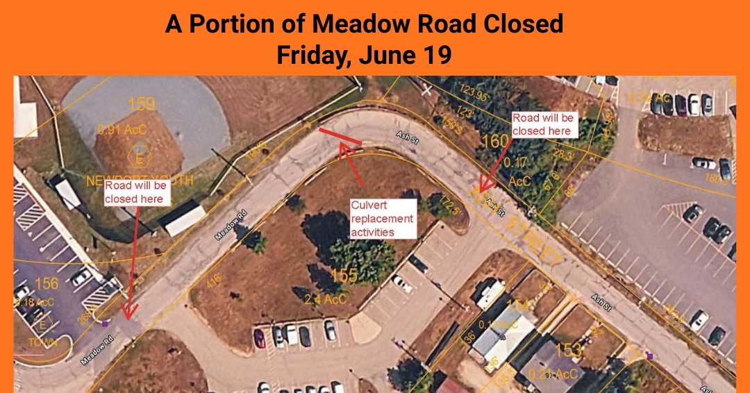 map showing the protion of the road that will be closed