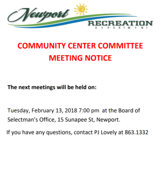 February 13, 2018 7:00 PM Community Center Meeting